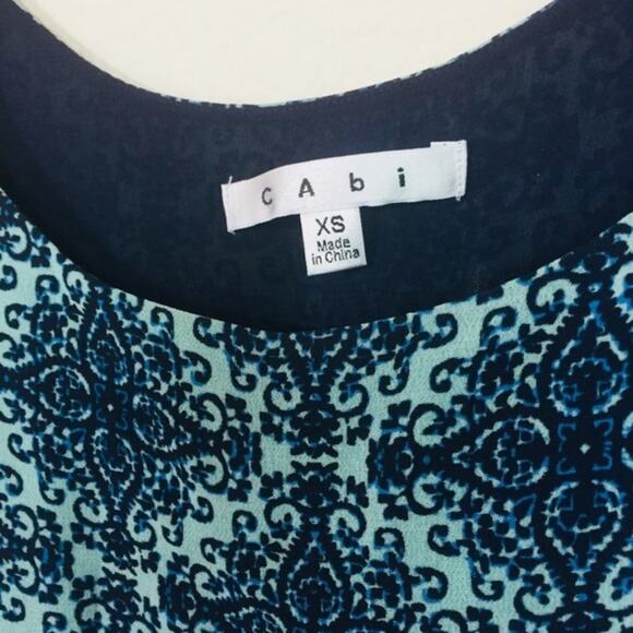 CABI Navy Tunic Cami Tank XS Diamond Print Office Business Work $68 Stripe Green - Picture 6 of 7